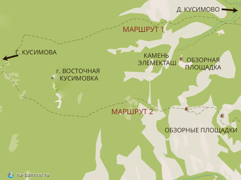 Карта, схема, гора Кусимова